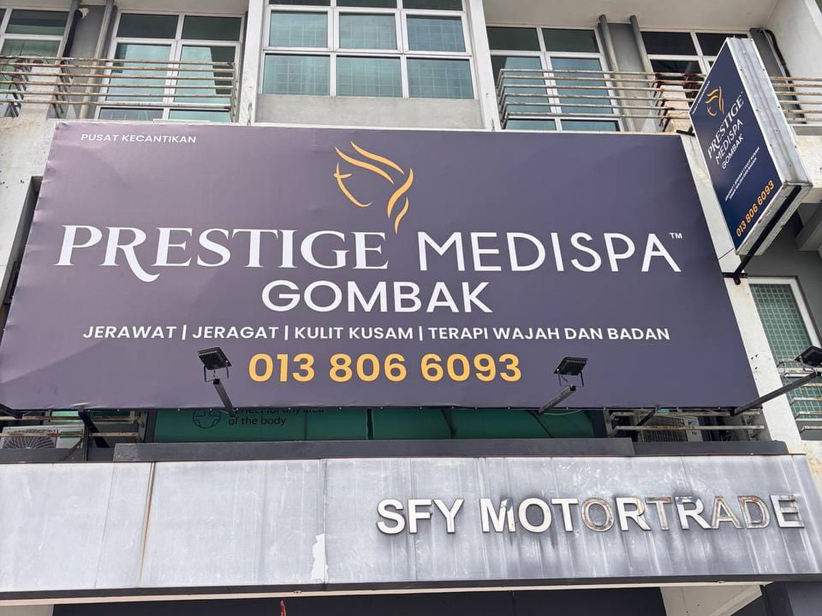 Papan tanda Prestige Medispa Gombak di Prima Seri Gombak